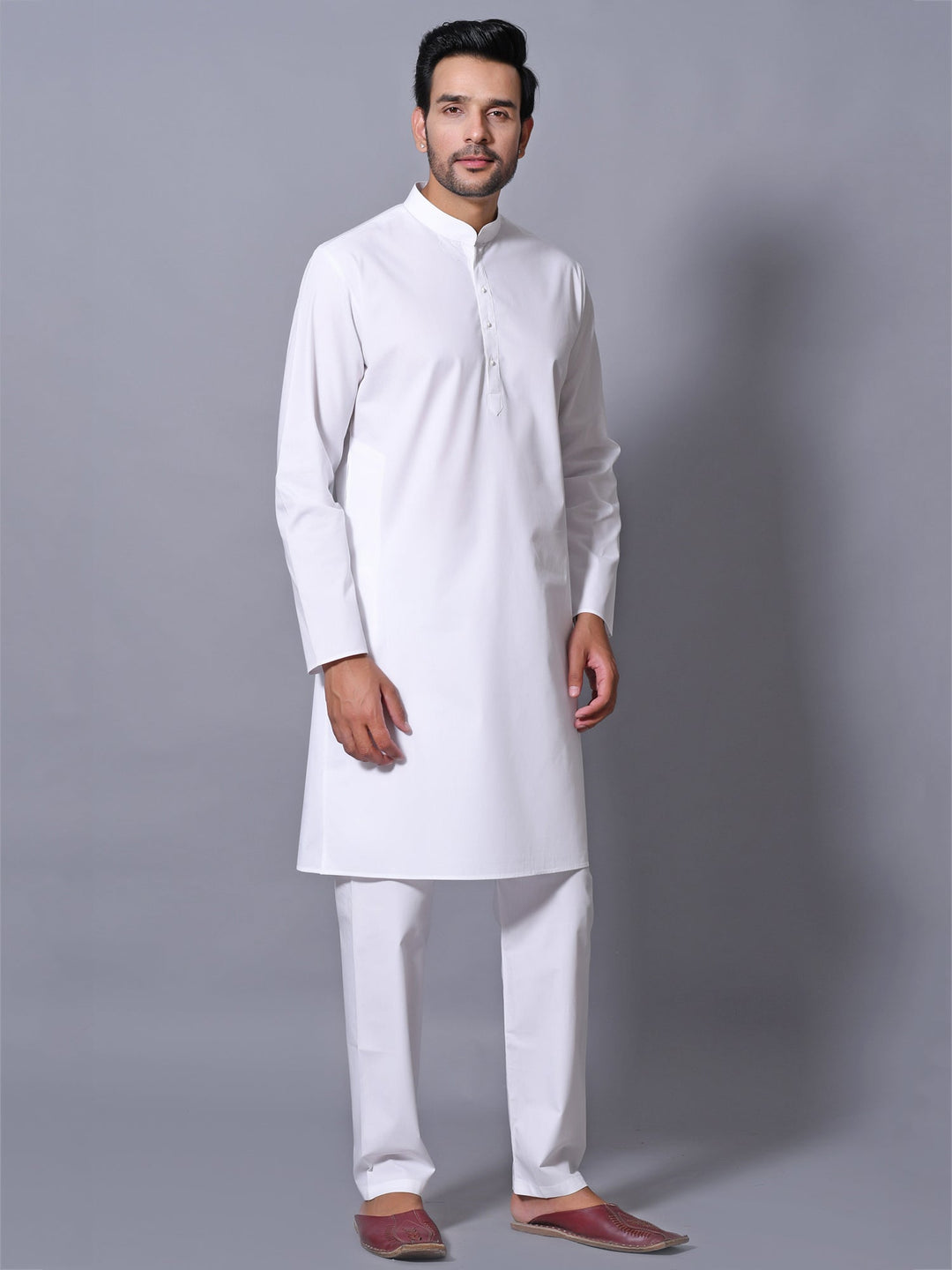 Textured White Kurta Set