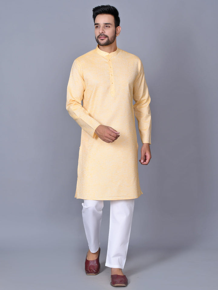 Textured Mustard Kurta Set