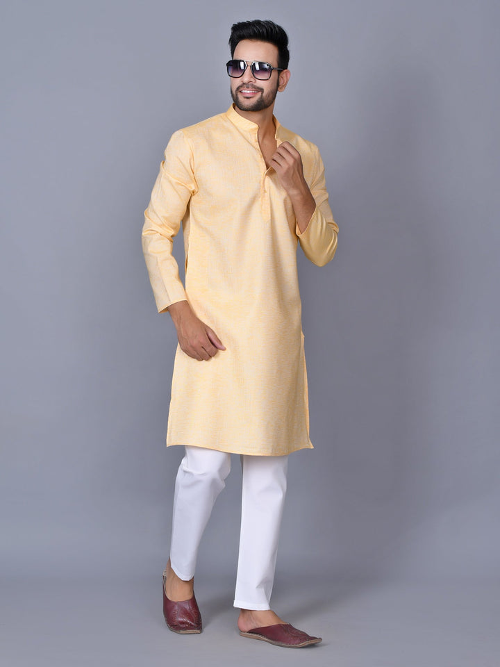Textured Mustard Kurta Set
