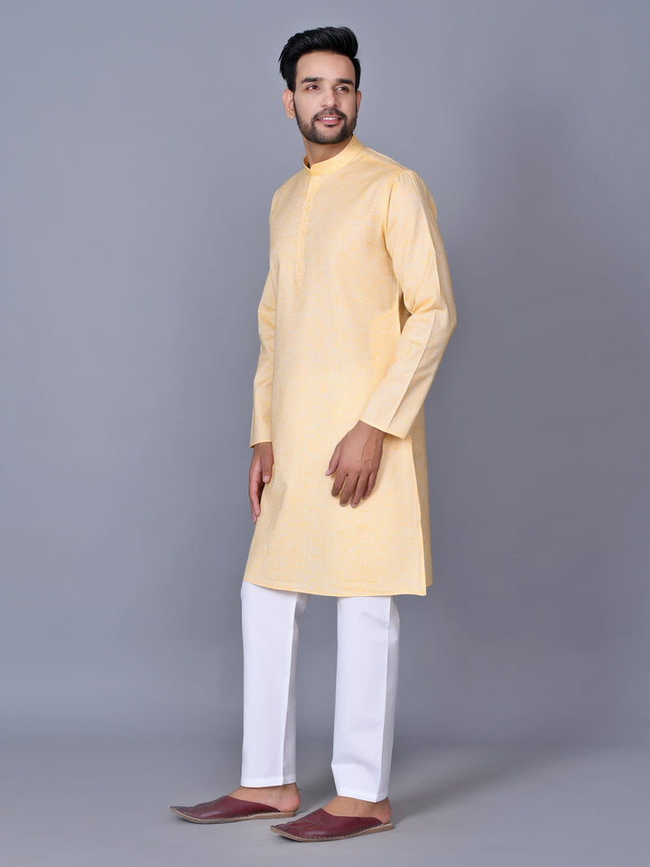 Textured Mustard Kurta Set