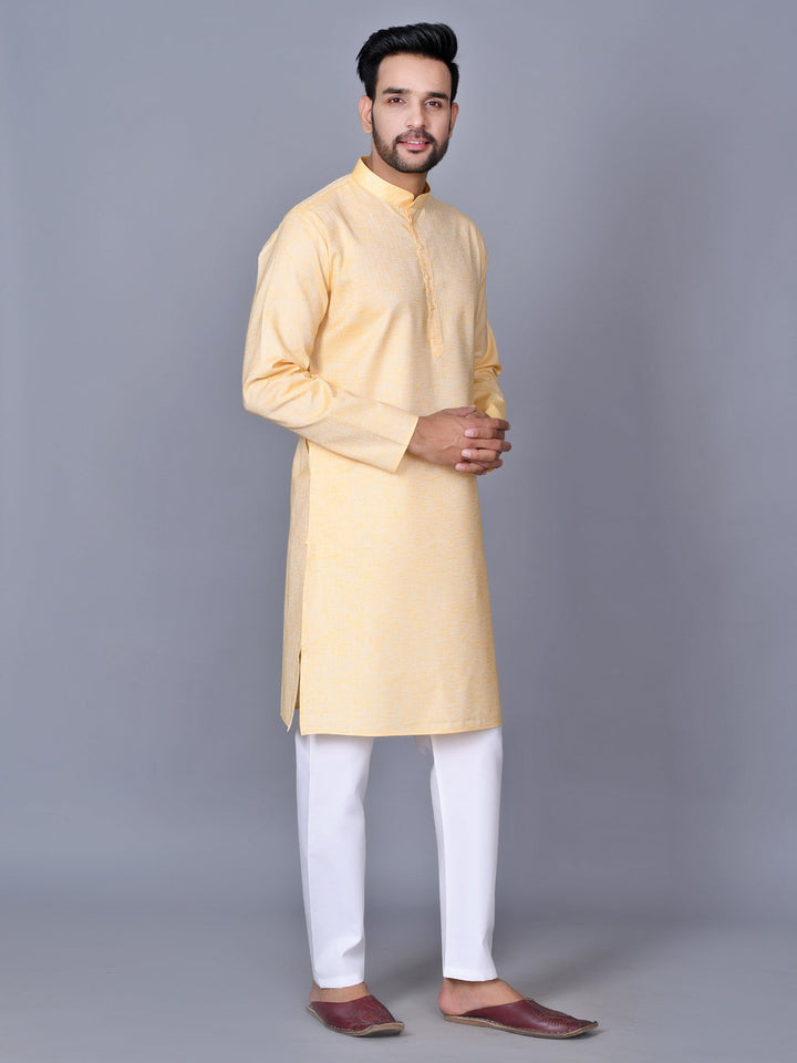 Textured Mustard Kurta Set