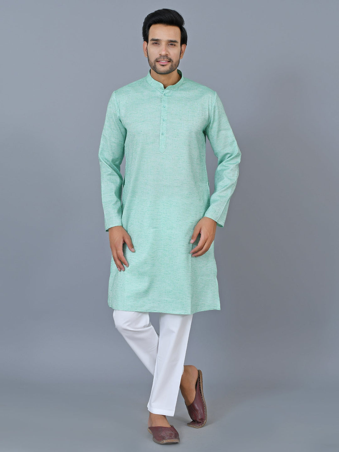 Textured Green Kurta Set