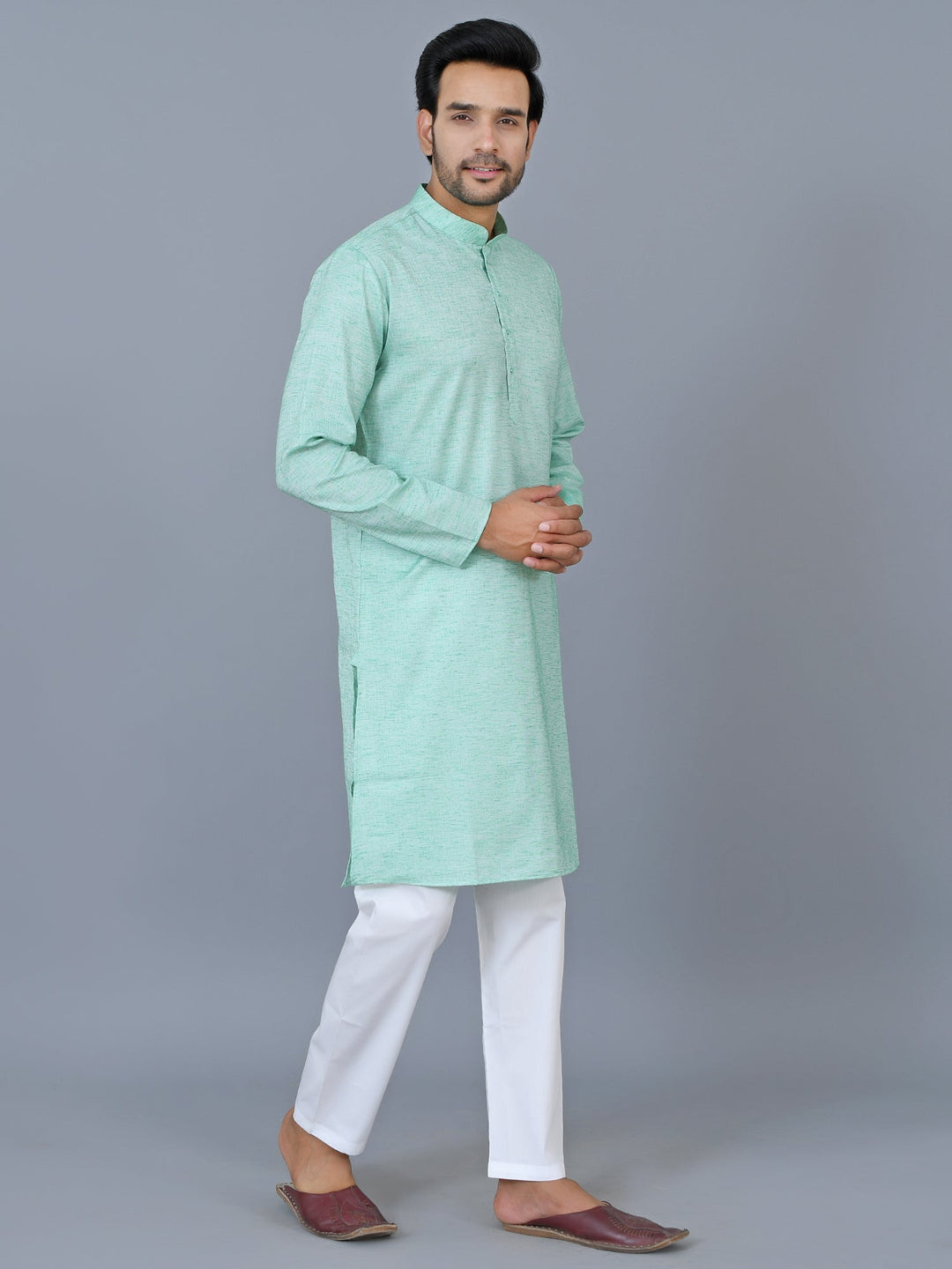 Textured Green Kurta Set
