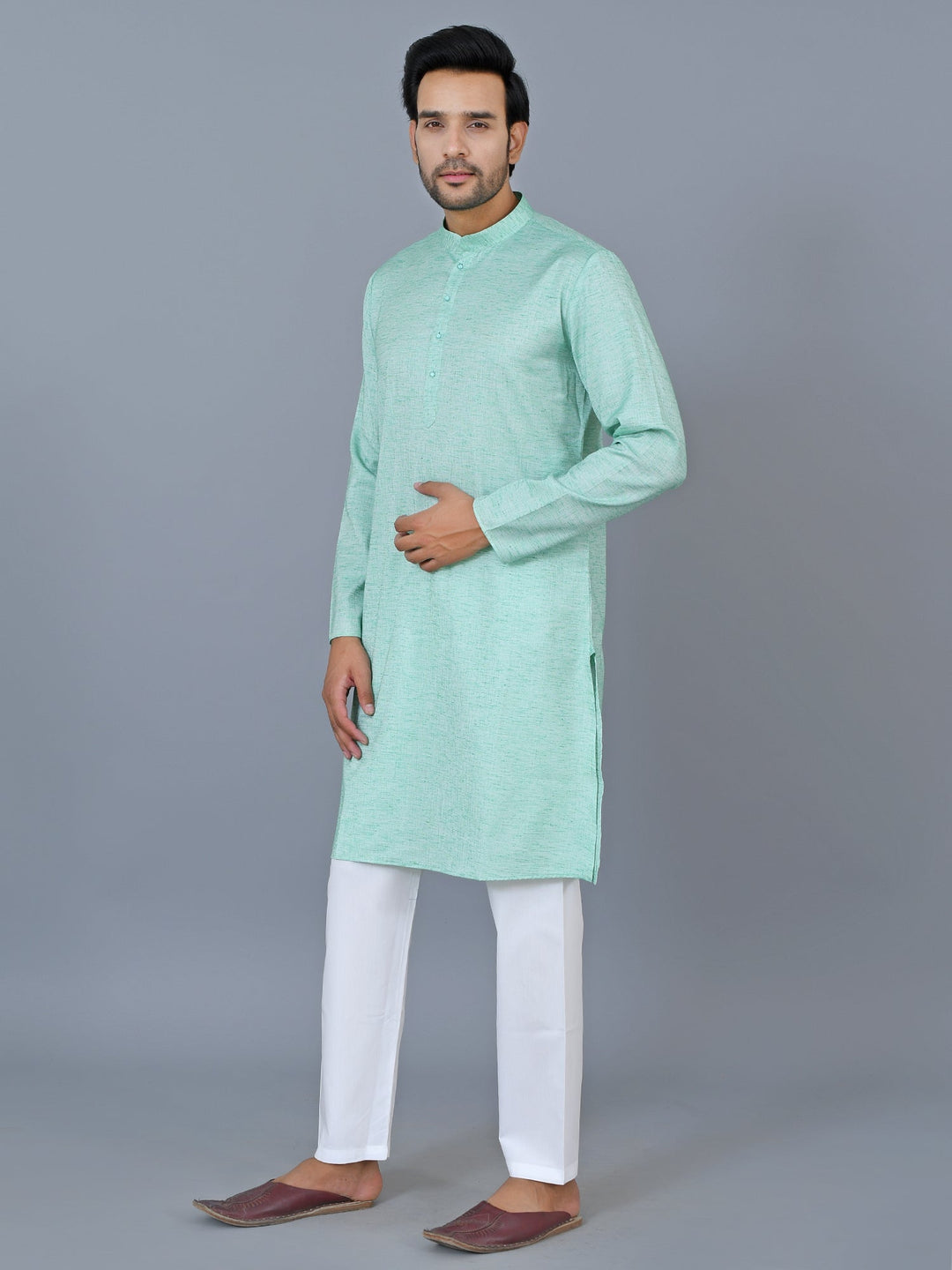 Textured Green Kurta Set