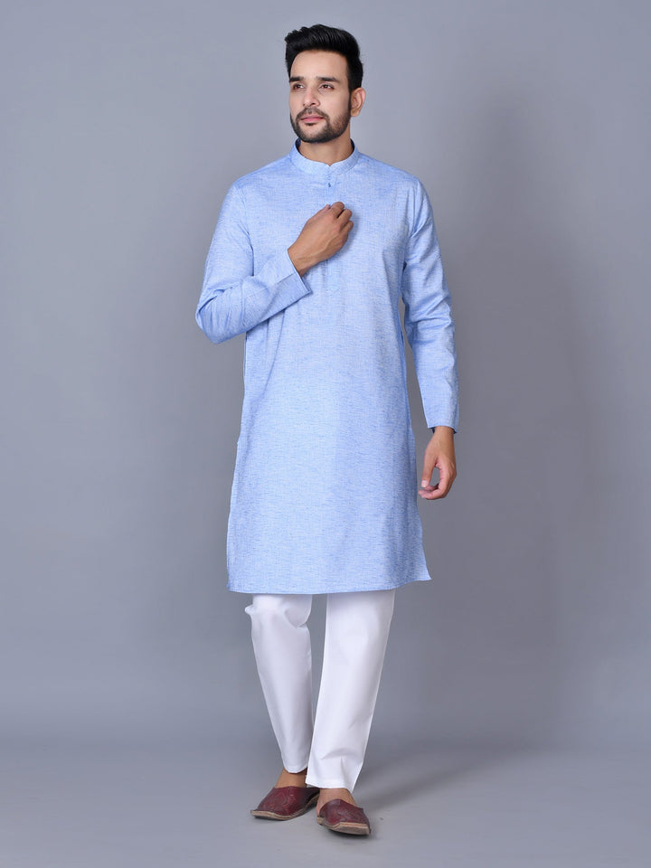 Textured Blue Kurta Set