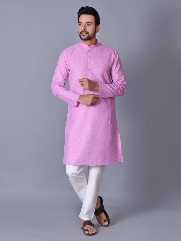 Textured Pink Kurta Set