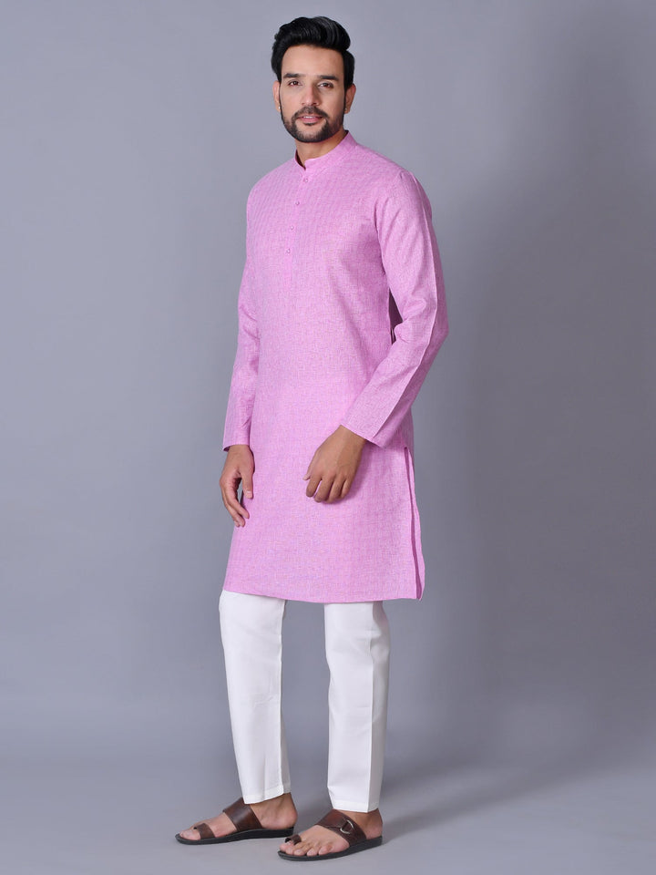 Textured Pink Kurta Set
