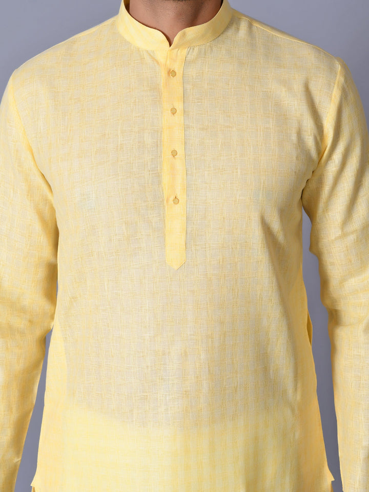 Textured Yellow Kurta Set