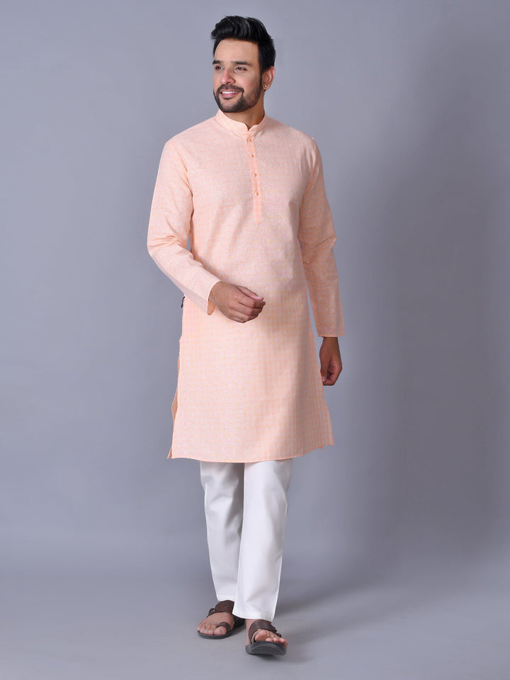 Textured Peach Kurta Set