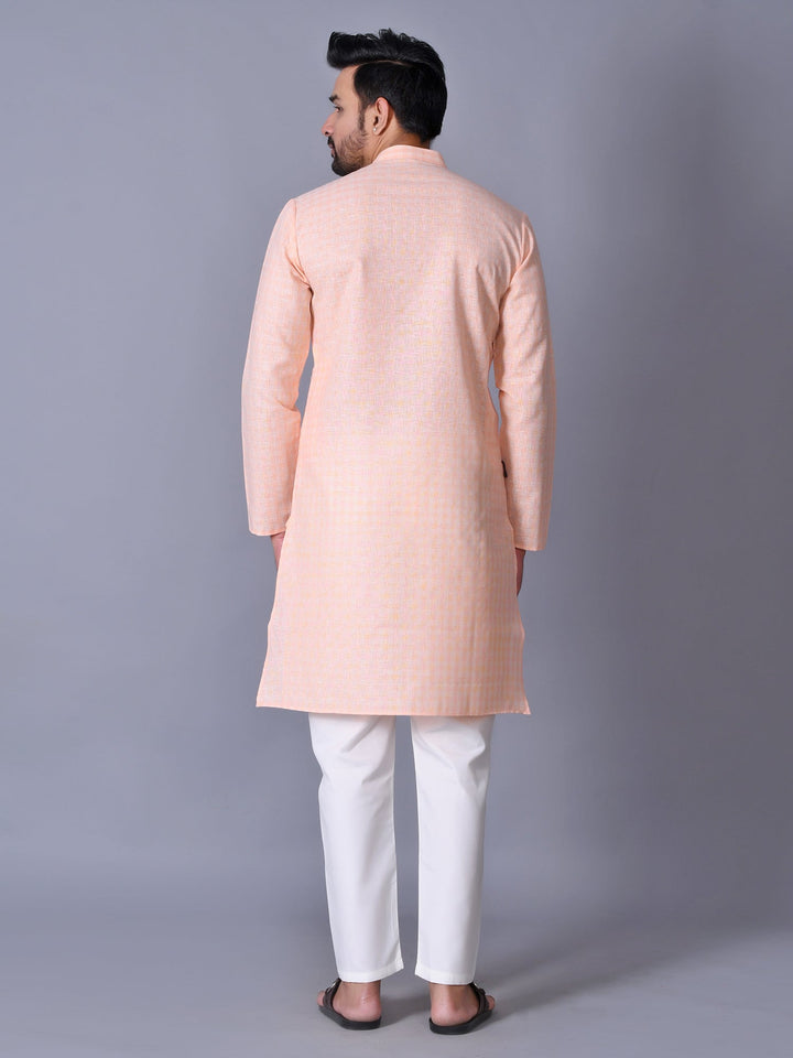 Textured Peach Kurta Set