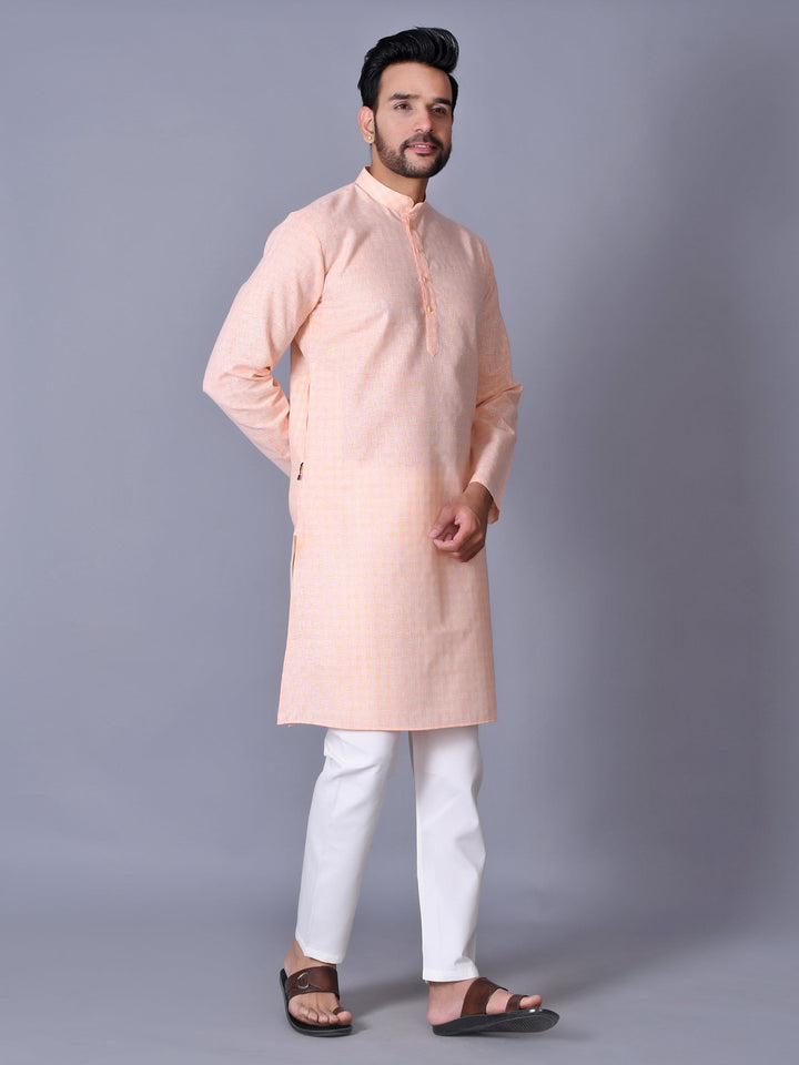 Textured Peach Kurta Set