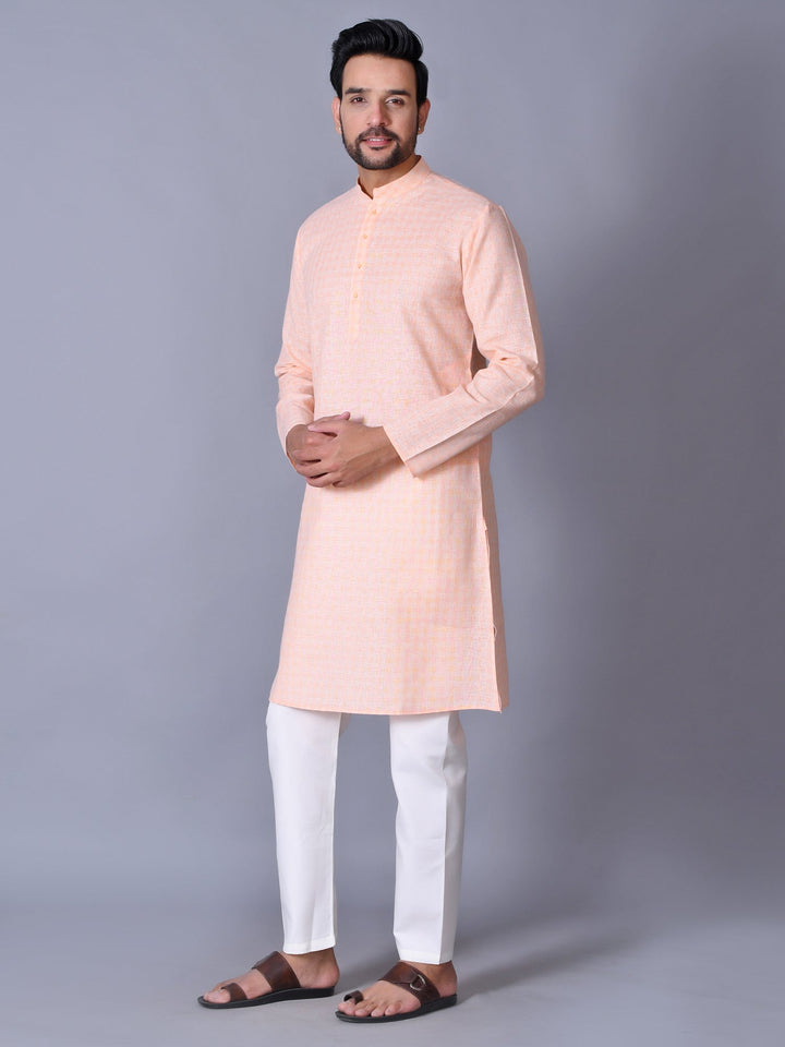 Textured Peach Kurta Set