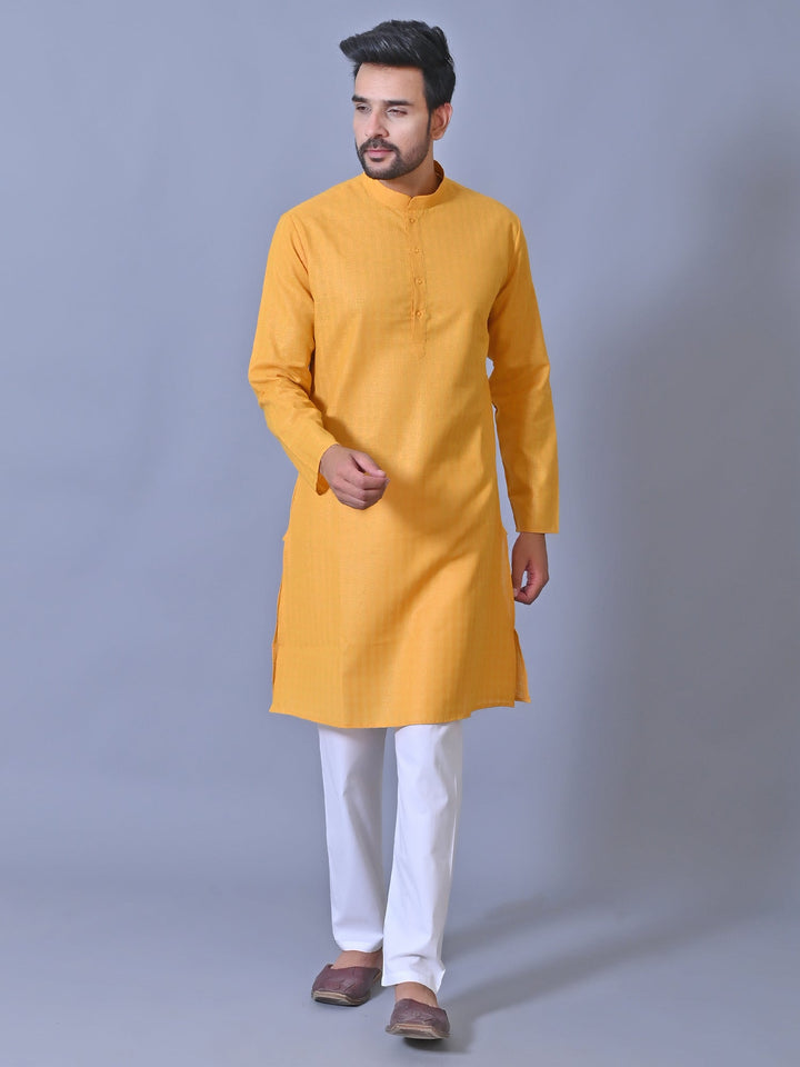 Textured Mustard Kurta Set