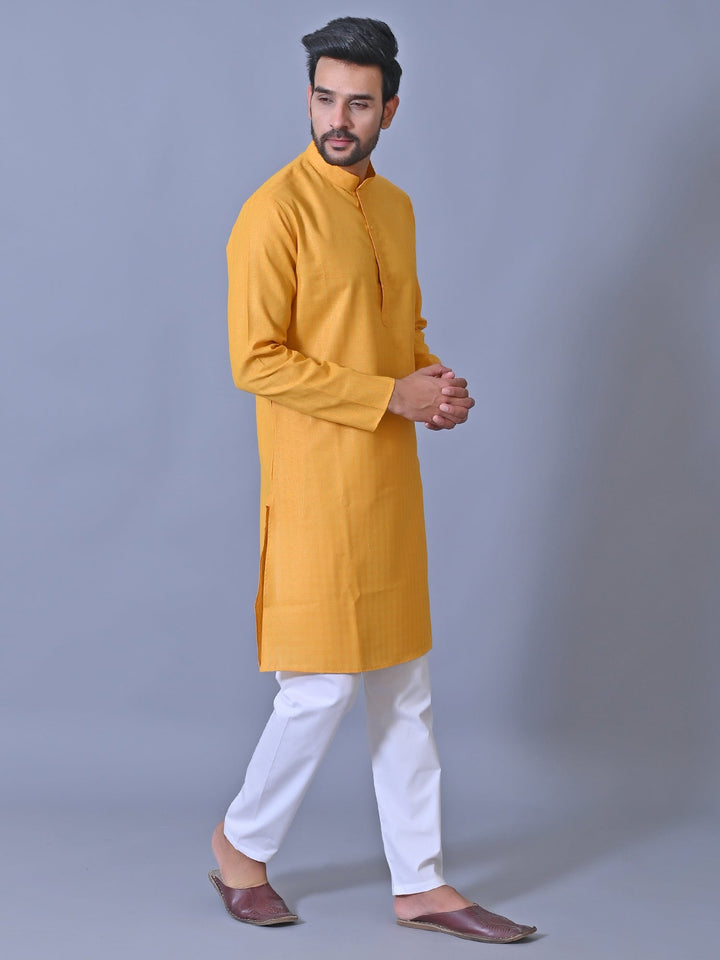 Textured Mustard Kurta Set