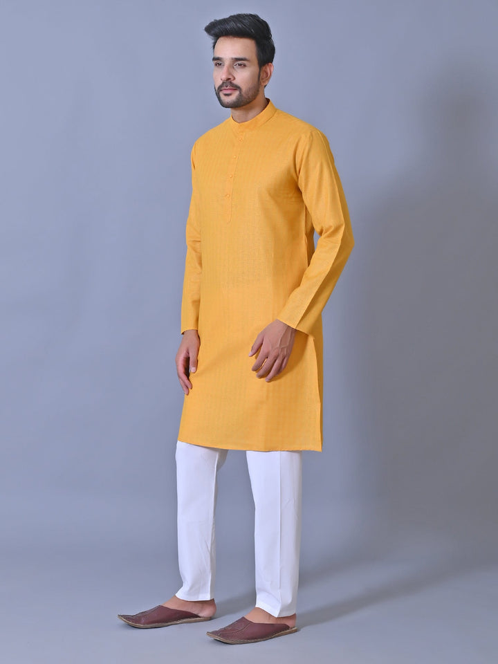Textured Mustard Kurta Set
