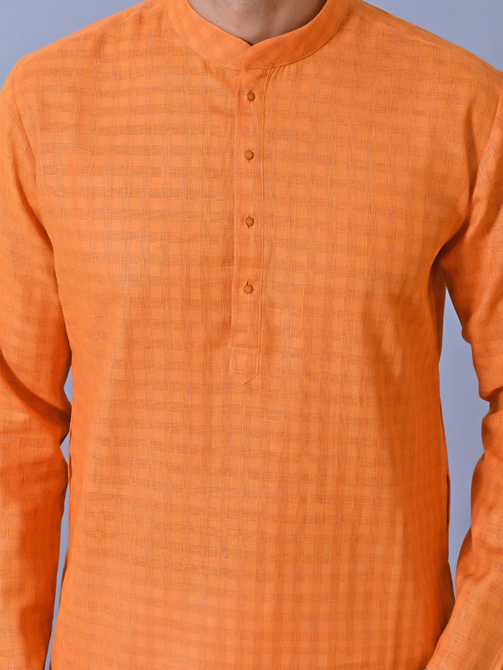 Textured Orange Kurta Set