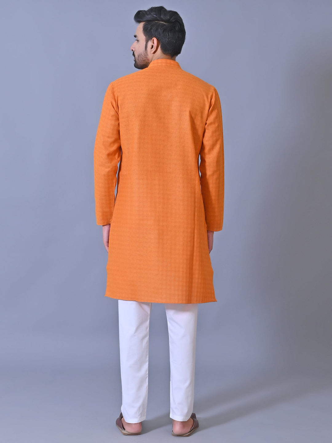 Textured Orange Kurta Set
