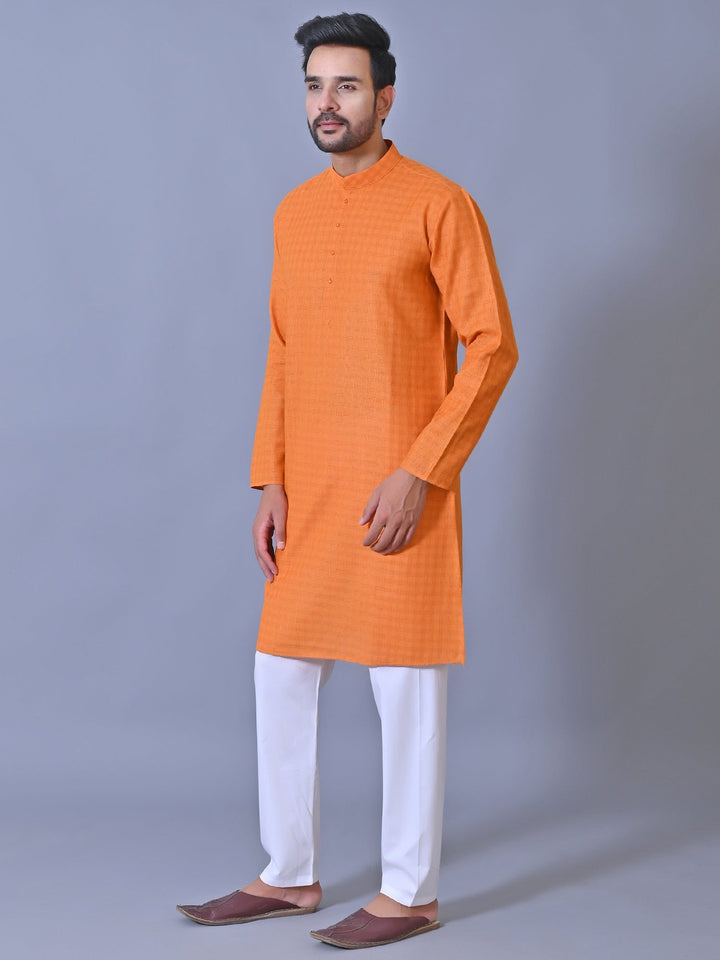 Textured Orange Kurta Set