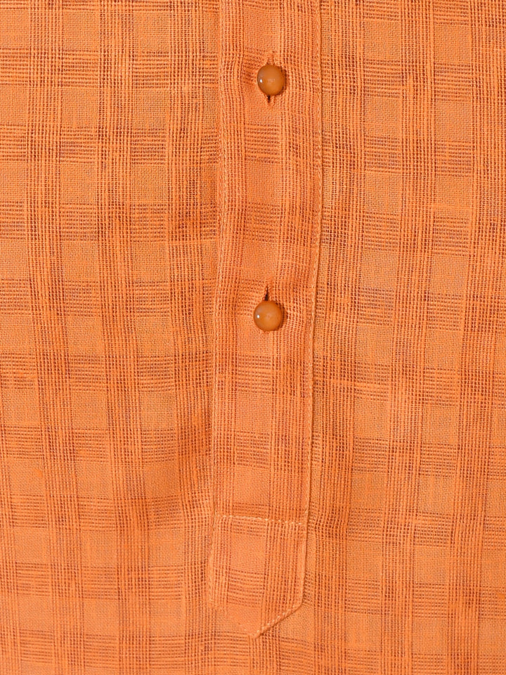 Textured Orange Kurta Set