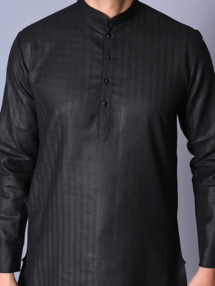 Textured Black Kurta Set
