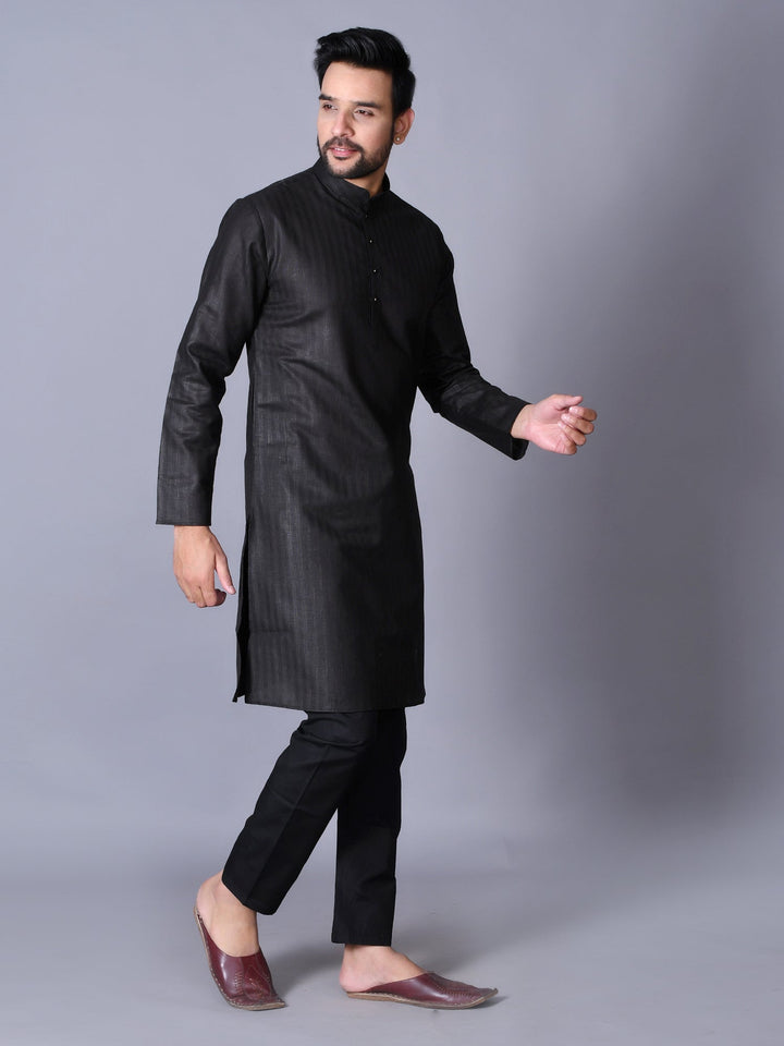 Textured Black Kurta Set