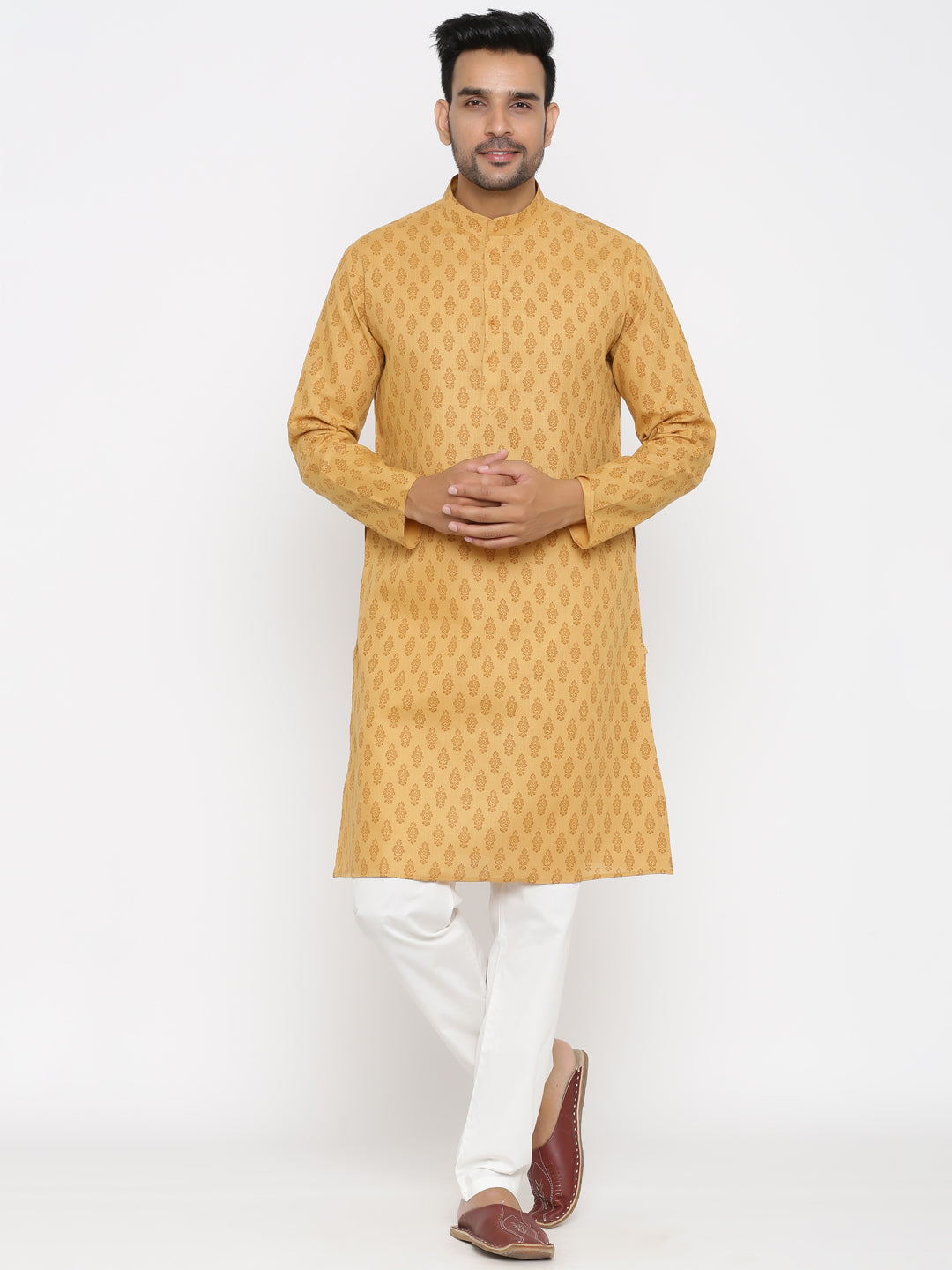 Ethnic Motifs Mustard Kurta Set