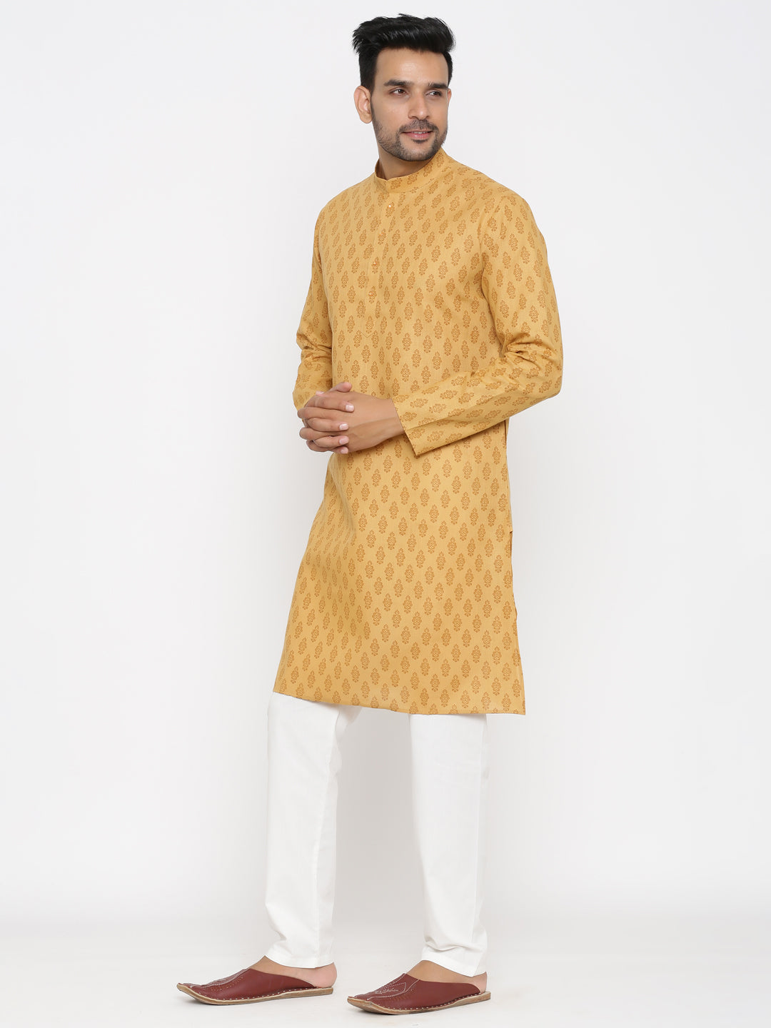 Ethnic Motifs Mustard Kurta Set
