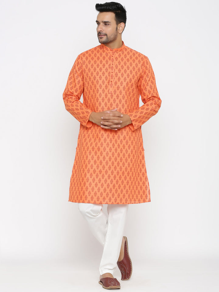 Ethnic Motifs Peach Kurta Set