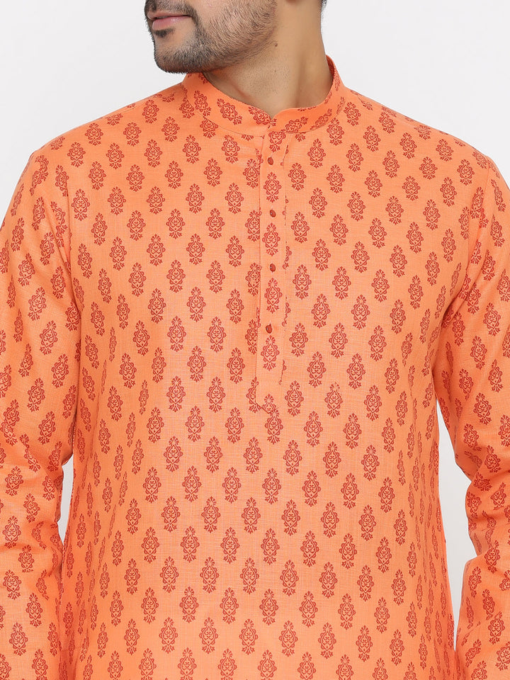 Ethnic Motifs Peach Kurta Set
