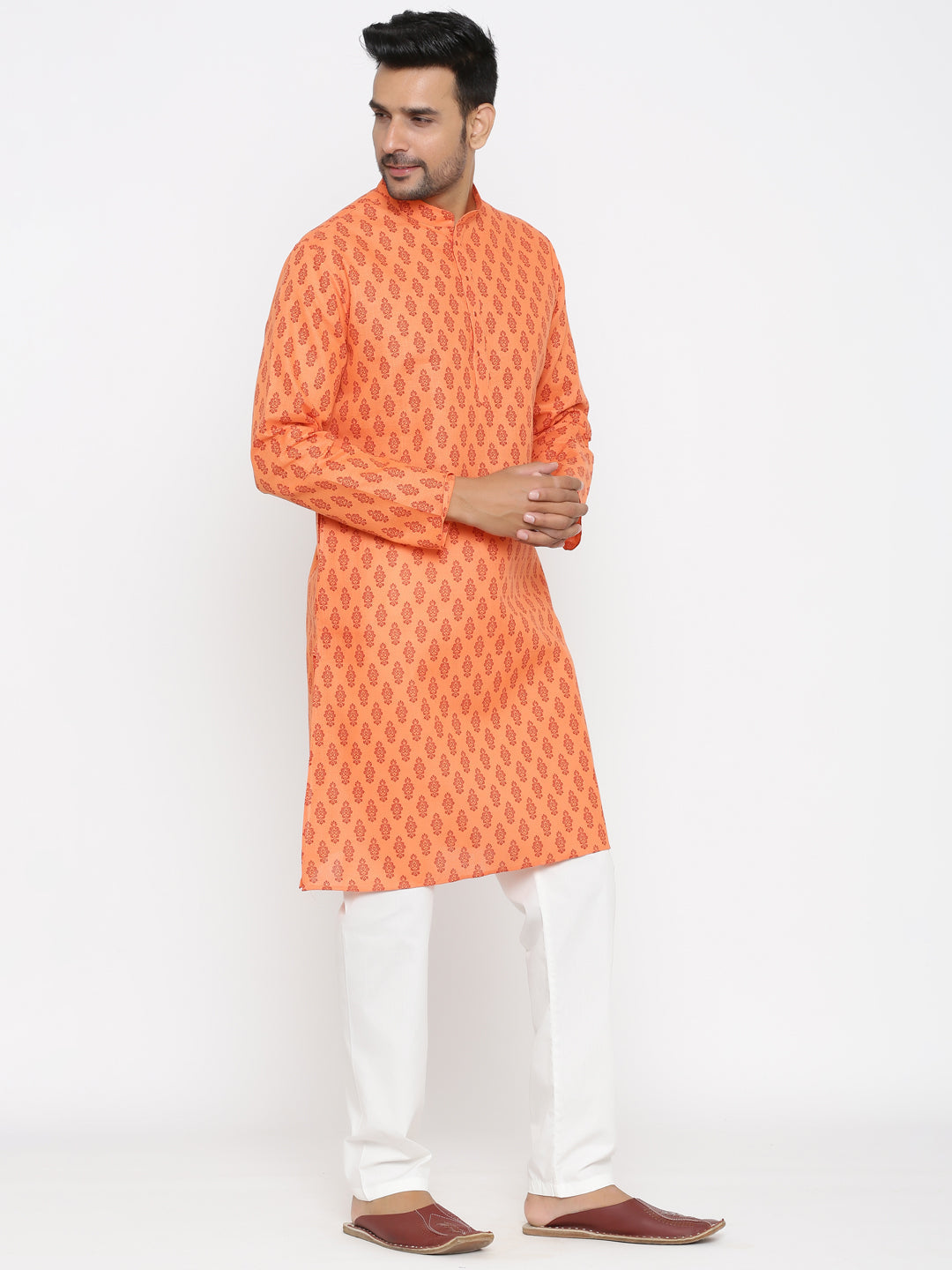 Ethnic Motifs Peach Kurta Set