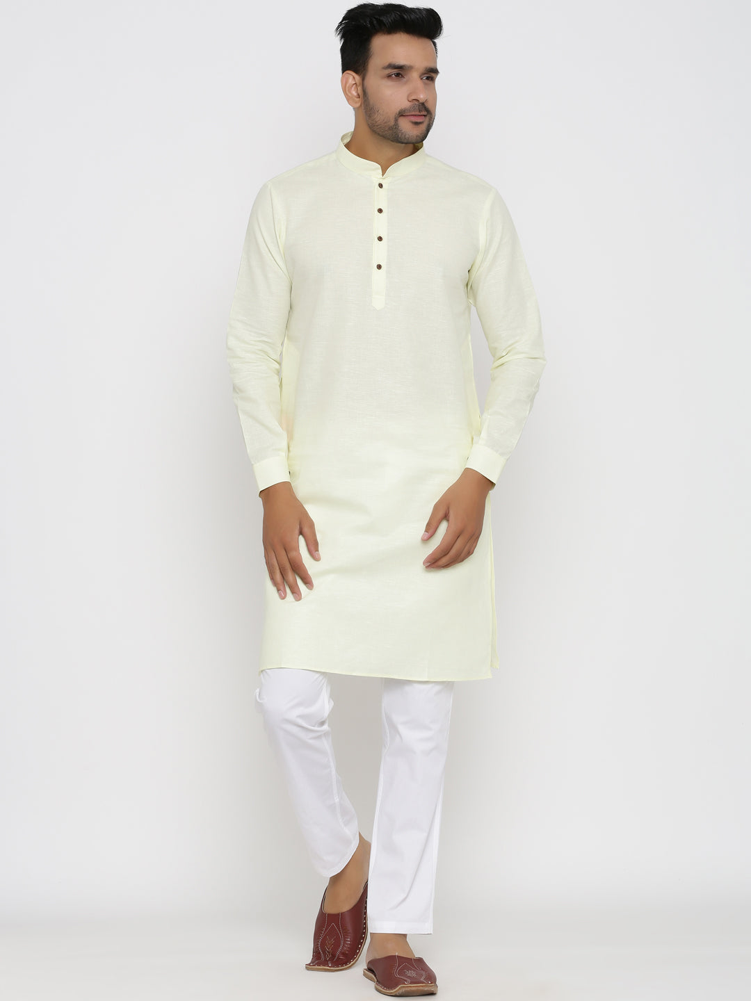 Solid Cream Kurta Set