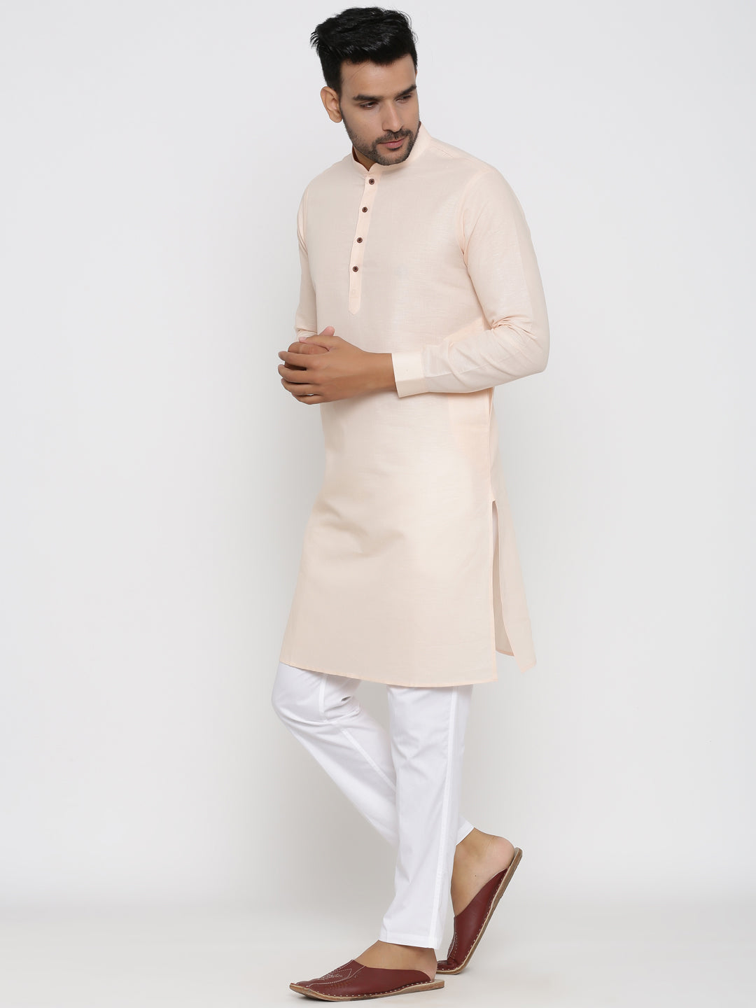 Solid Cream Kurta Set