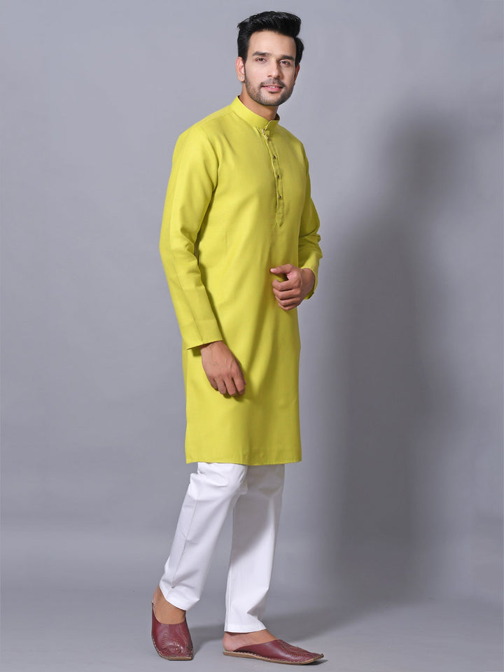 Textured Lime Green Kurta Set