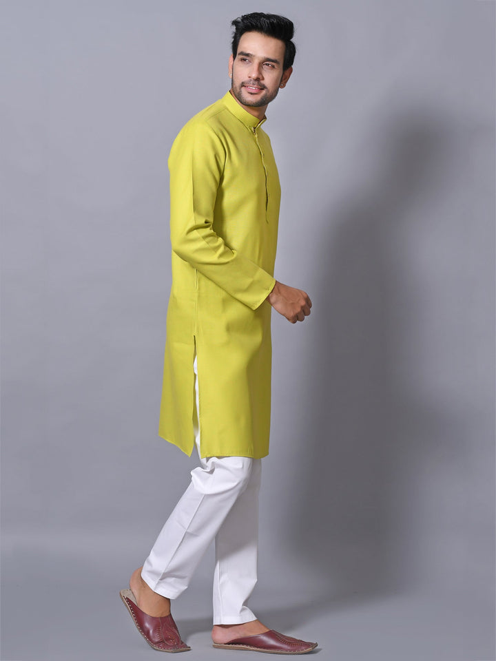 Textured Lime Green Kurta Set