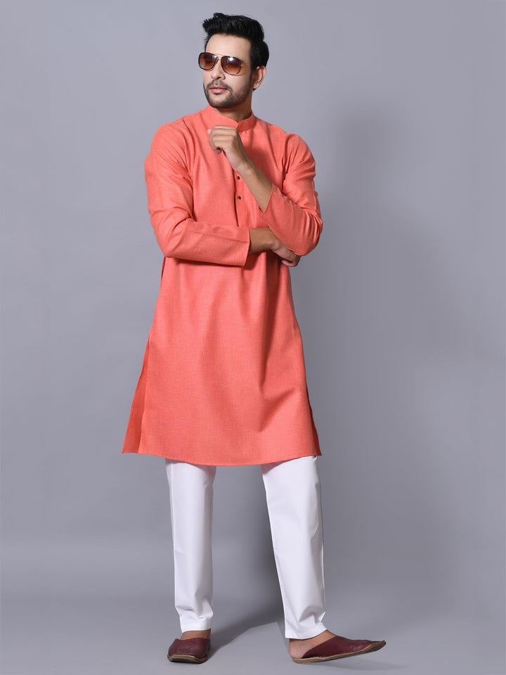 Textured Pink Kurta Set