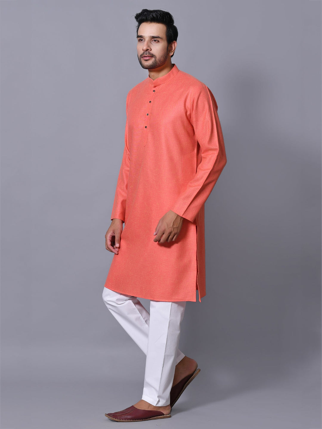 Textured Pink Kurta Set