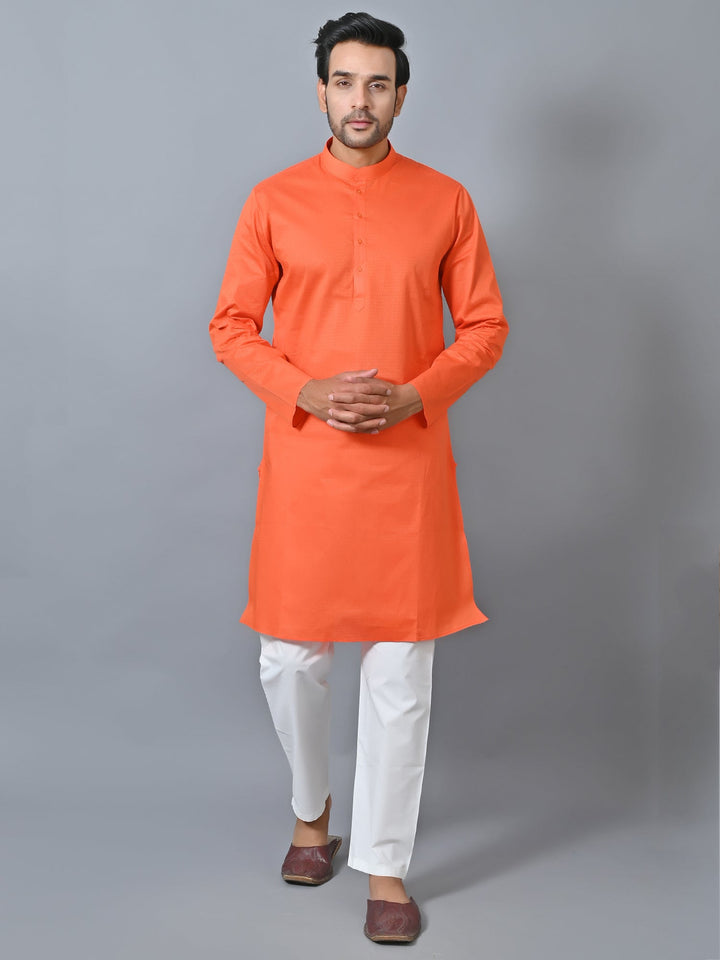 Self Design Orange Kurta Set