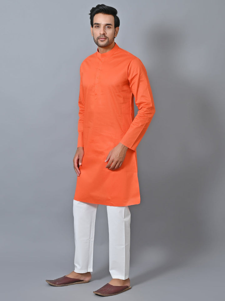 Self Design Orange Kurta Set