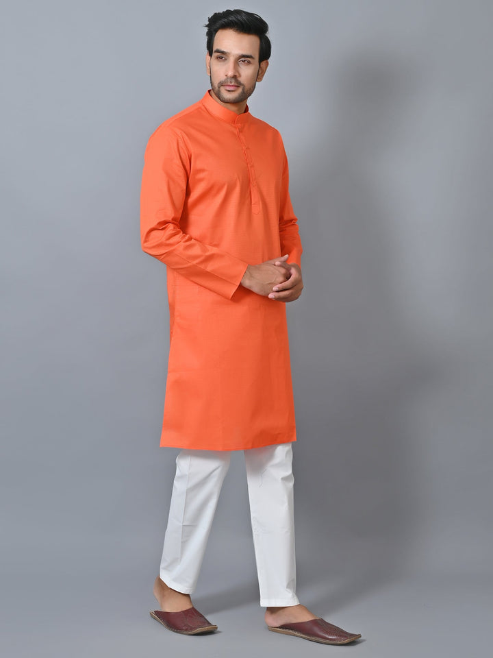 Self Design Orange Kurta Set