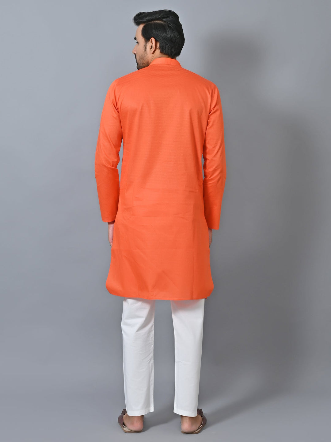 Self Design Orange Kurta Set