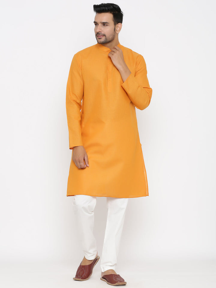 Textured Orange Kurta Set