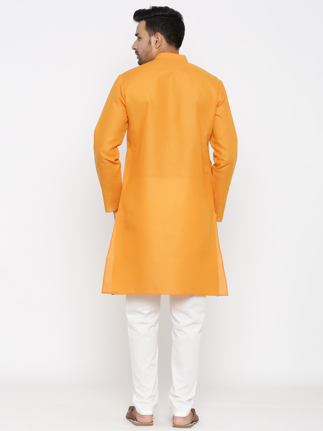 Textured Orange Kurta Set