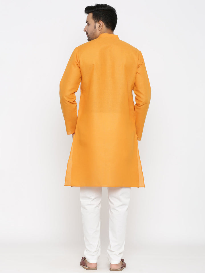 Textured Orange Kurta Set