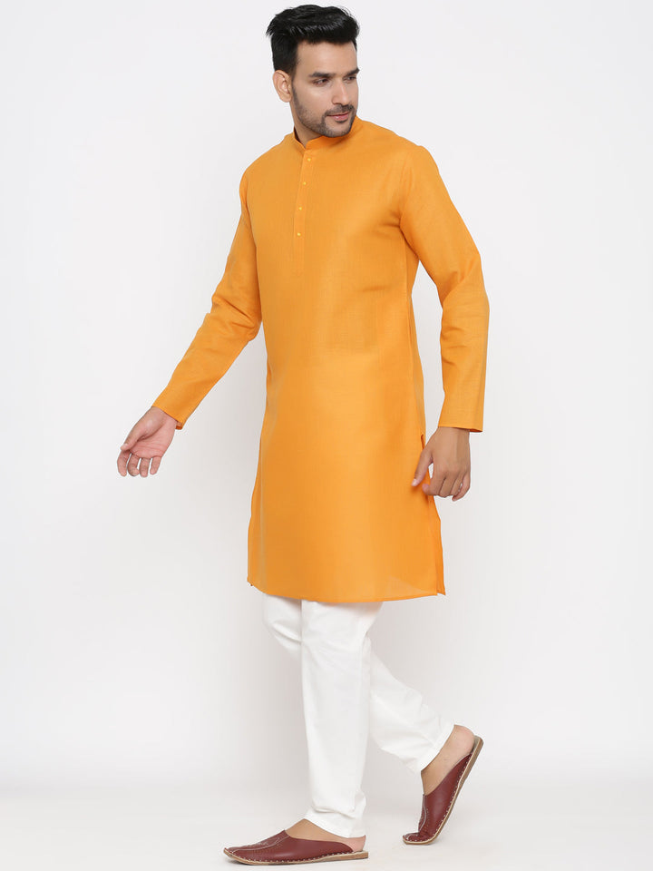 Textured Orange Kurta Set