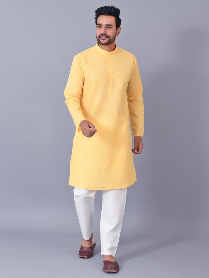 Textured Yellow Kurta Set