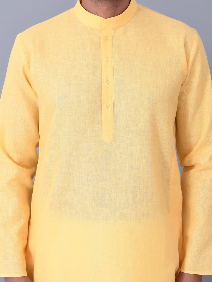 Textured Yellow Kurta Set