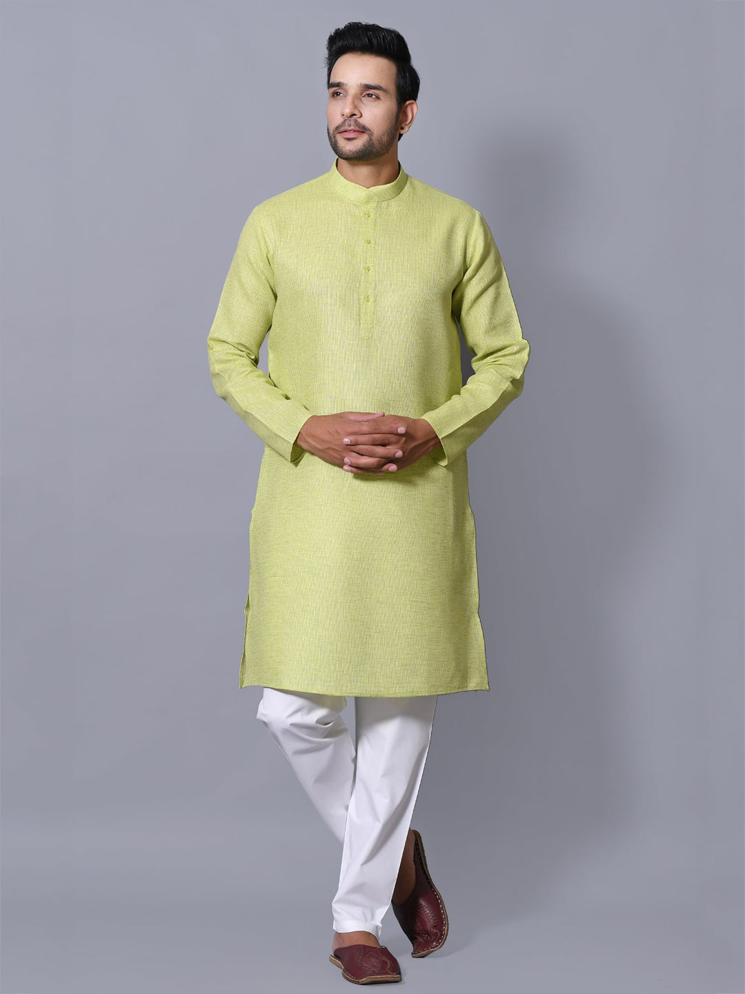 Textured Lime Green Kurta Set