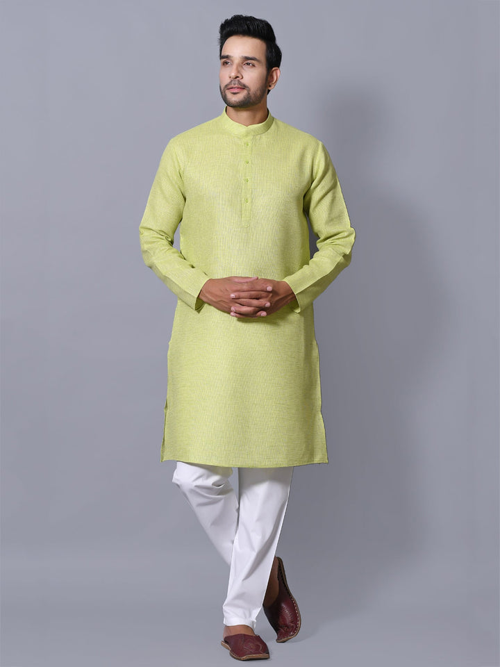 Textured Lime Green Kurta Set