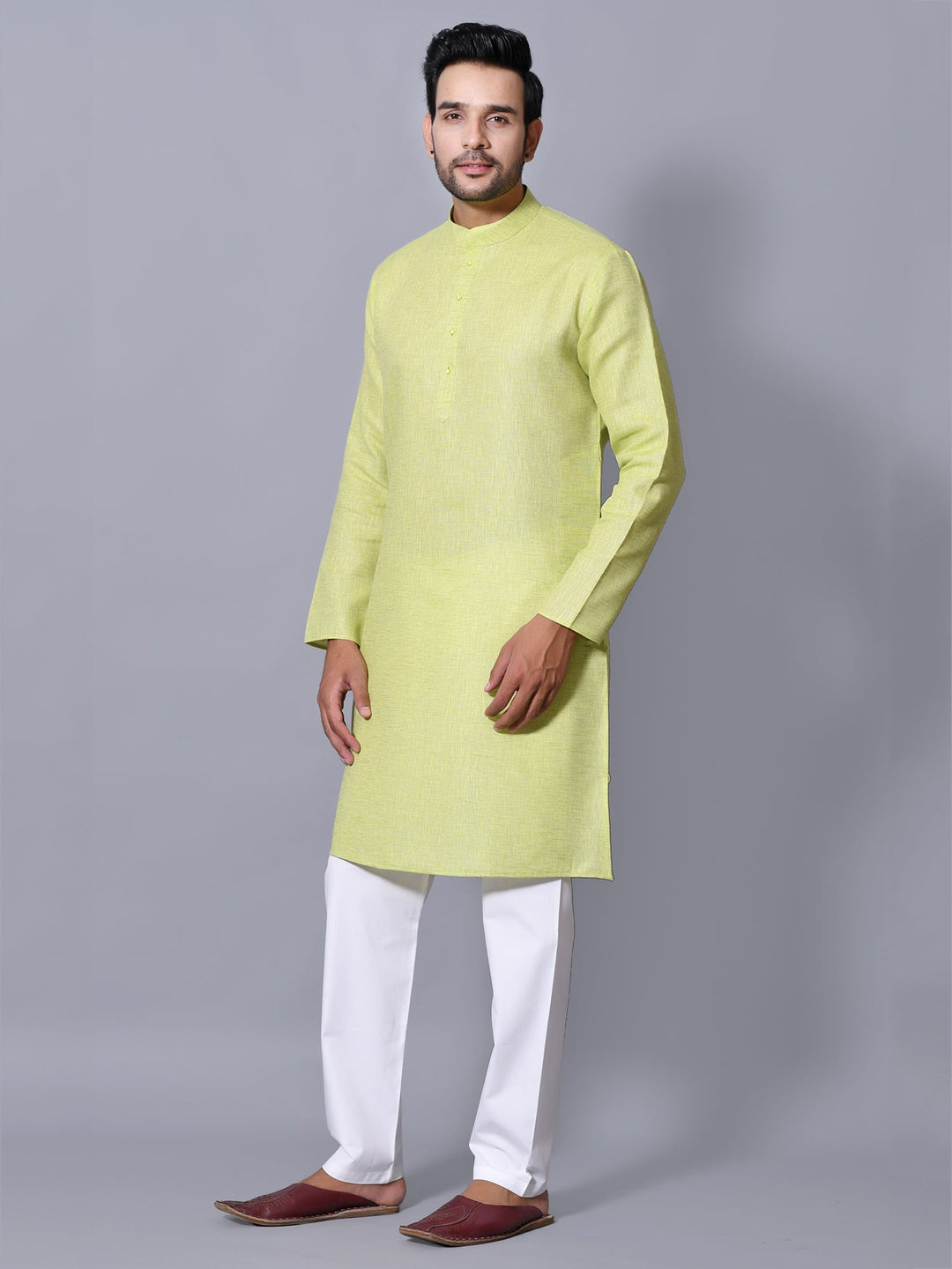 Textured Lime Green Kurta Set