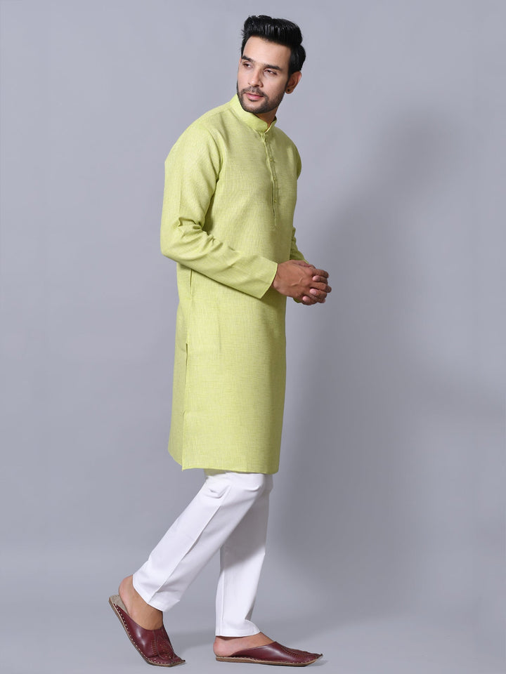 Textured Lime Green Kurta Set